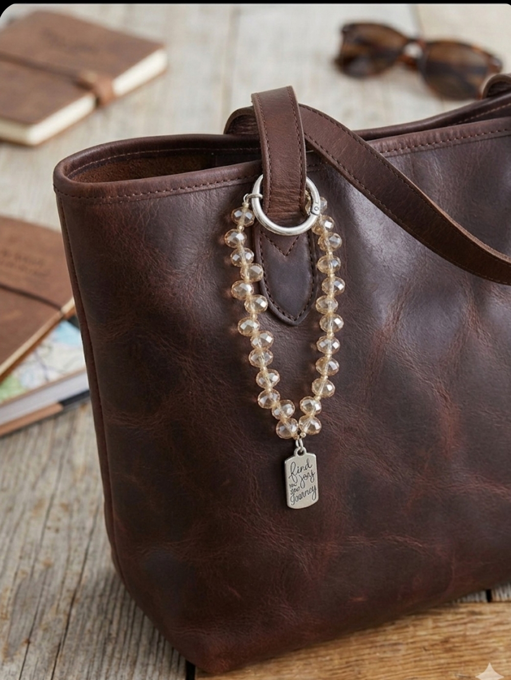 Gold Crystal Bead Phone Strap & Bag Charm